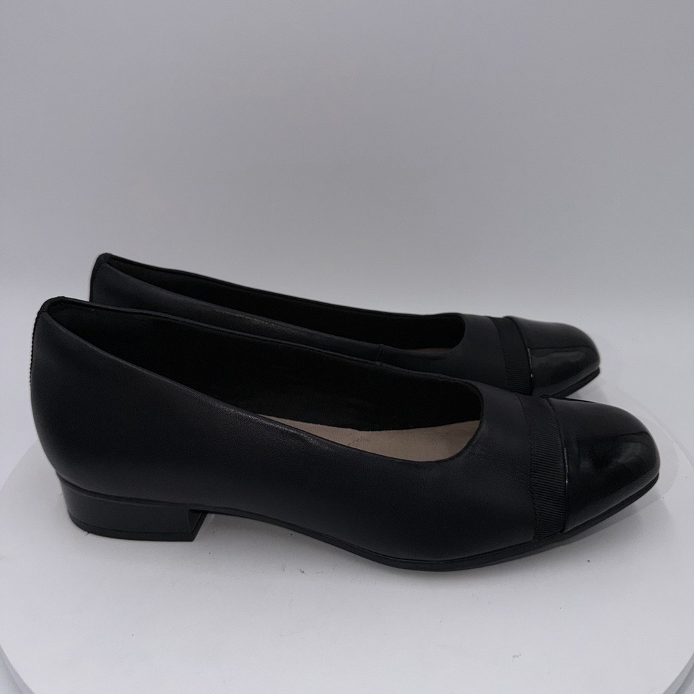 Clarks Juliet Monte Pump Shoes Womens 8.5 M Casual Heels Leather Black - Picture 2 of 8